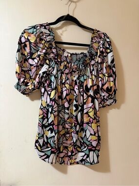 entro Pastel Multi Floral Smocked Off-Shoulder Top